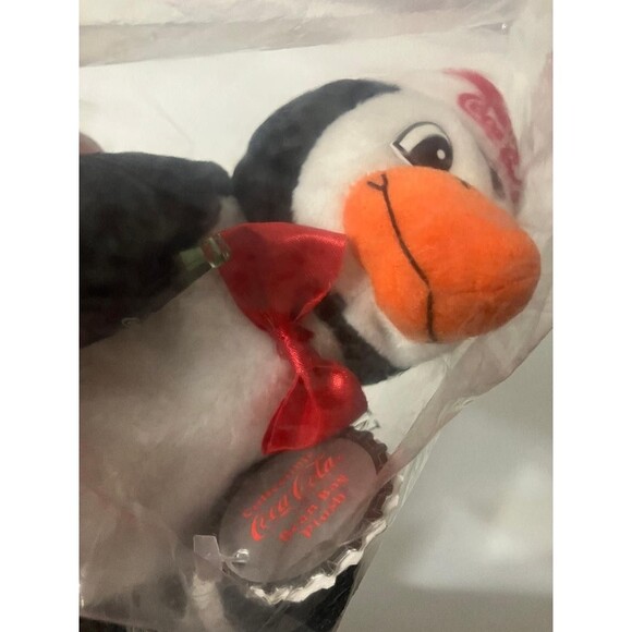 Coca-Cola 1997 Penguin Bean Bag Plush Stuffed Animal 7” with Coke Bottle NWT - Picture 3 of 6